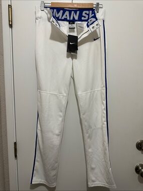 Nike Boy’s XL White Baseball Pants with Blue Side Piping